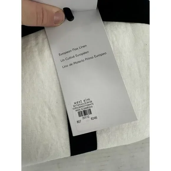 West Elm Duvet Cover Full/Queen European Flax Linen White 92x88 Machine … - Picture 4 of 6